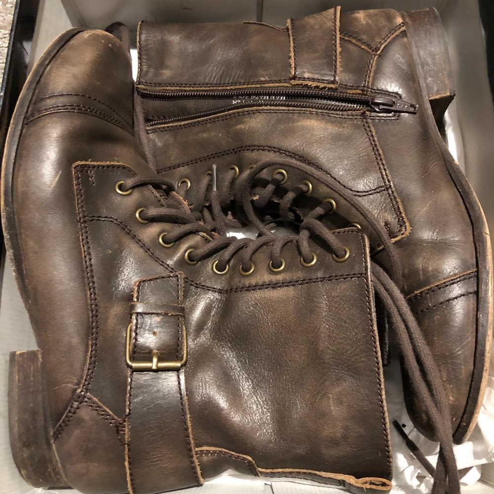 Brown combat boots